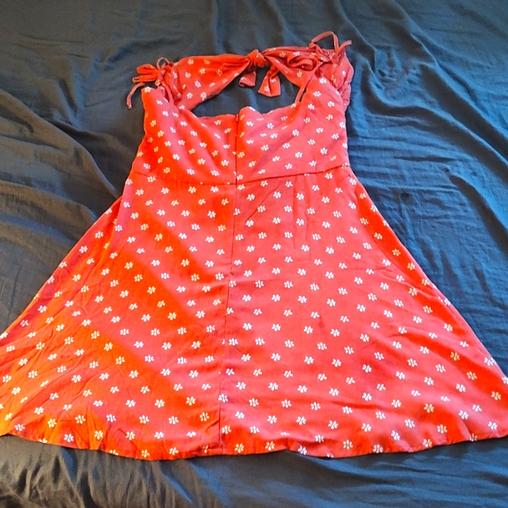 Large Orange Daisy Olivaceous Spring Dress